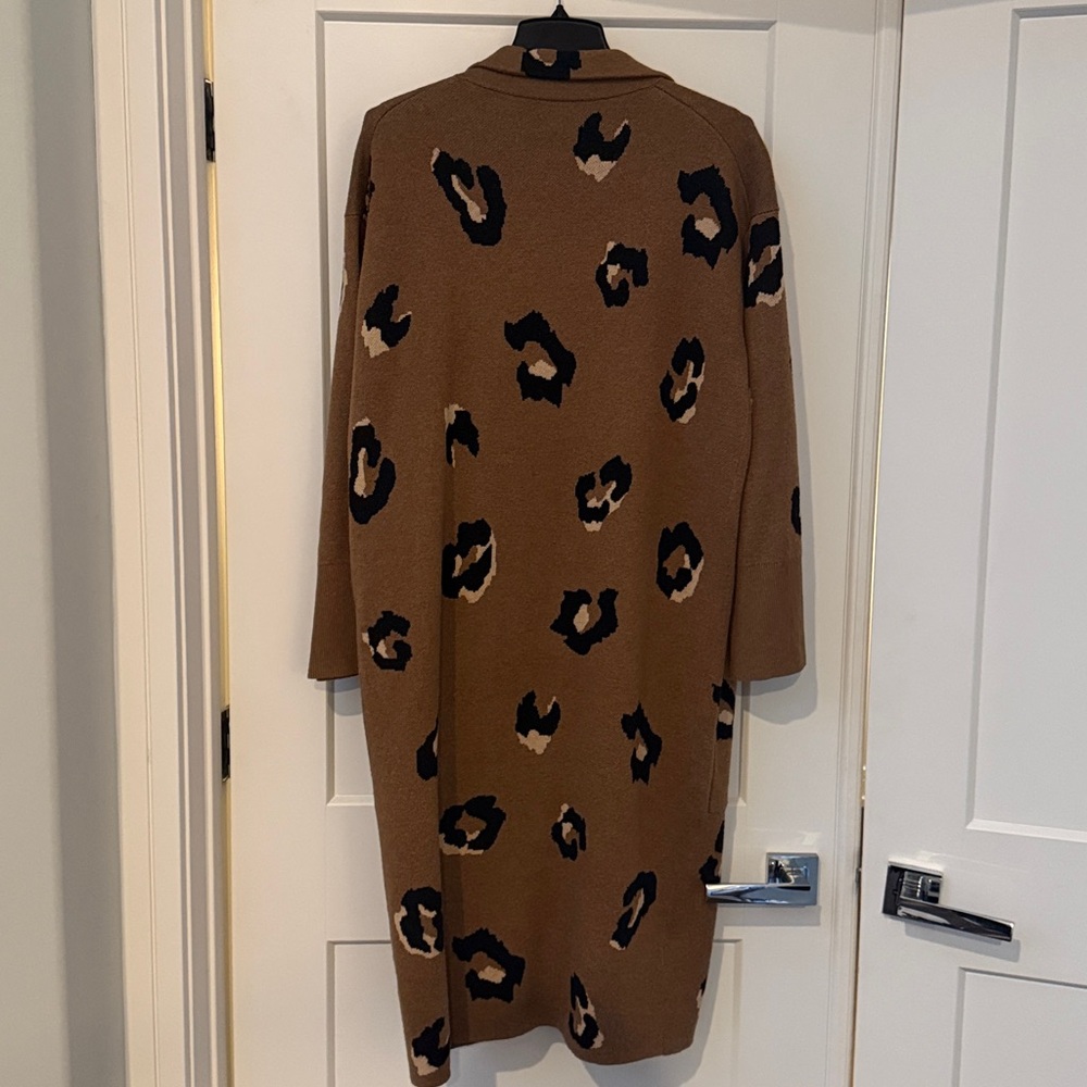 J Crew S Ella Leopard Open Front Long Sweater Blazer Cardigan - Picture 9 of 10
